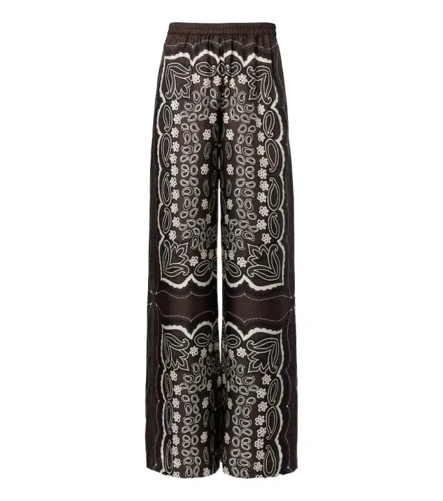 Nili Lotan Morgan printed silk twill wide-leg pants