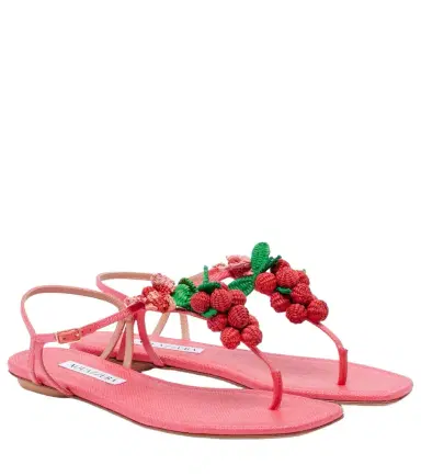 Aquazzura Berry raffia-effect thong sandals | Thumbnail 1 Aquazzura Berry raffia-effect thong sandals | Thumbnail 1
