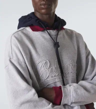 Balenciaga Logo layered cotton jersey hoodie | Thumbnail 2 Balenciaga Logo layered cotton jersey hoodie | Thumbnail 2