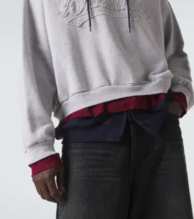 Balenciaga Logo layered cotton jersey hoodie | Thumbnail 4 Balenciaga Logo layered cotton jersey hoodie | Thumbnail 4