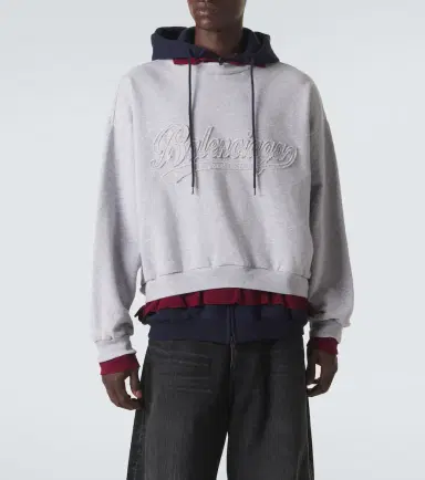 Balenciaga Logo layered cotton jersey hoodie | Thumbnail 6 Balenciaga Logo layered cotton jersey hoodie | Thumbnail 6