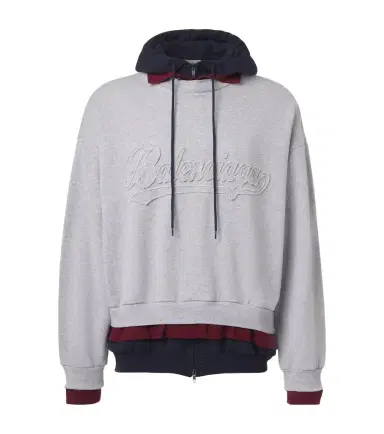 Balenciaga Logo layered cotton jersey hoodie | Thumbnail 1 Balenciaga Logo layered cotton jersey hoodie | Thumbnail 1