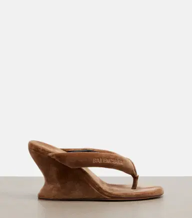 Balenciaga Gaeta velvet wedge thong sandals | Thumbnail 3