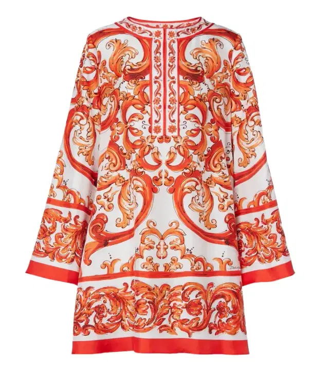 Majolica silk twill kaftan