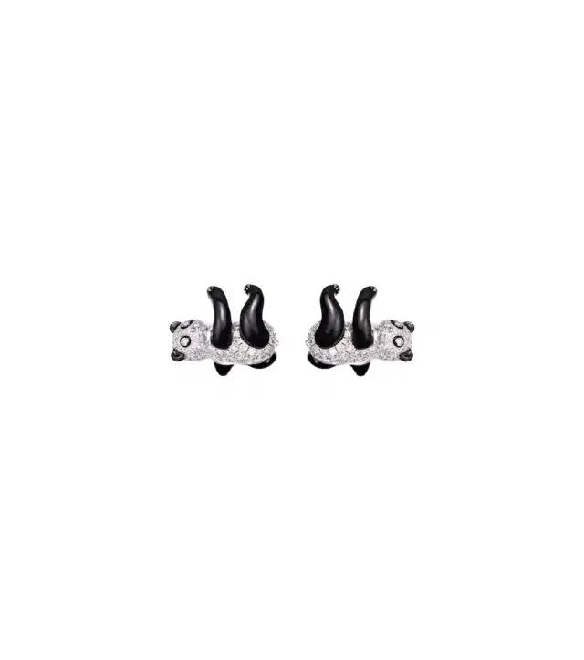 Yvonne Leon Yvonne Léon Panda 9kt white gold earrings with diamonds