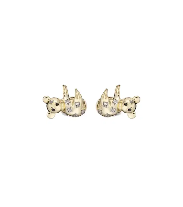 Yvonne Leon Yvonne Léon Koala 9kt gold earrings with diamonds