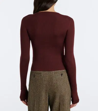 Saint Laurent Ribbed-knit wool, cashmere, and silk top | Thumbnail 2 Saint Laurent Ribbed-knit wool, cashmere, and silk top | Thumbnail 2