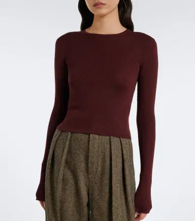 Saint Laurent Ribbed-knit wool, cashmere, and silk top | Thumbnail 5 Saint Laurent Ribbed-knit wool, cashmere, and silk top | Thumbnail 5