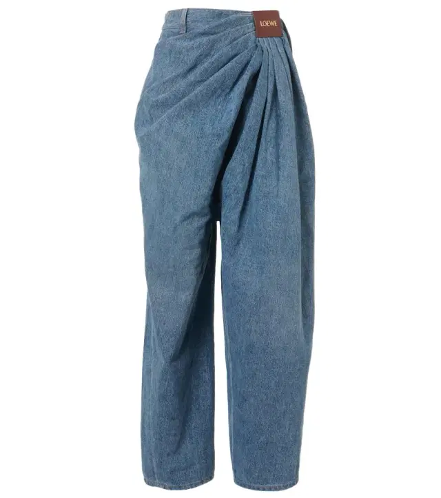 Draped wide-leg jeans