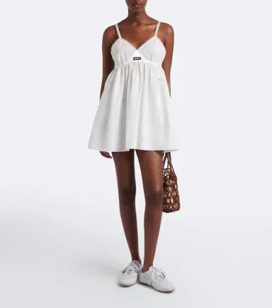 Miu Miu Embroidered cotton and linen-blend minidress | Thumbnail 2 Miu Miu Embroidered cotton and linen-blend minidress | Thumbnail 2