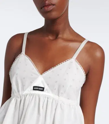 Miu Miu Embroidered cotton and linen-blend minidress | Thumbnail 3 Miu Miu Embroidered cotton and linen-blend minidress | Thumbnail 3