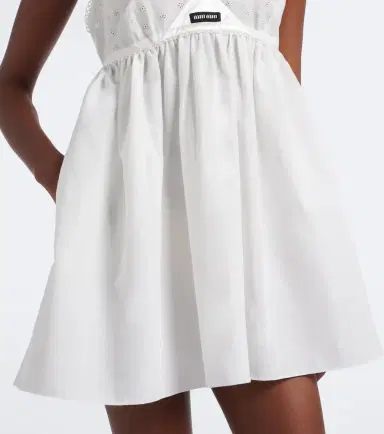 Miu Miu Embroidered cotton and linen-blend minidress | Thumbnail 5 Miu Miu Embroidered cotton and linen-blend minidress | Thumbnail 5