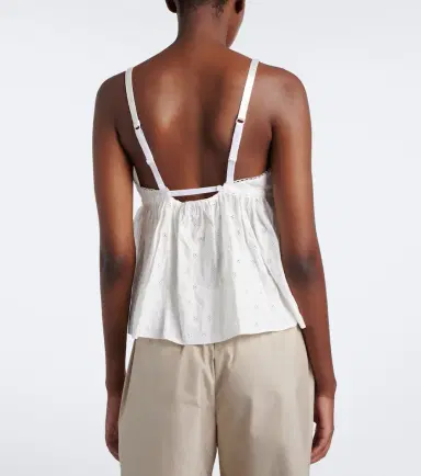 Miu Miu Embroidered cotton and linen-blend top | Thumbnail 3 Miu Miu Embroidered cotton and linen-blend top | Thumbnail 3