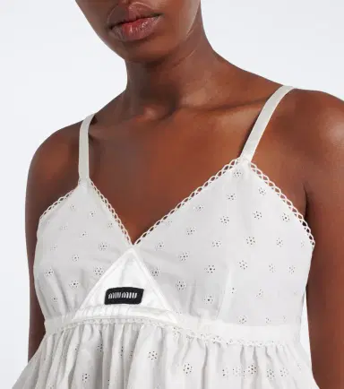 Miu Miu Embroidered cotton and linen-blend top | Thumbnail 4 Miu Miu Embroidered cotton and linen-blend top | Thumbnail 4