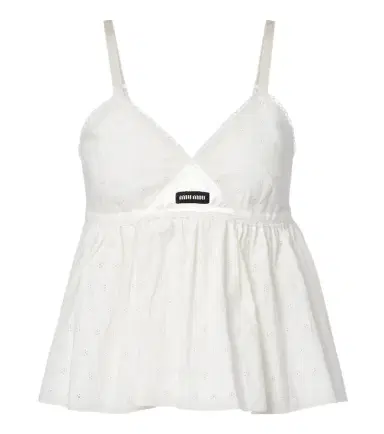Miu Miu Embroidered cotton and linen-blend top | Thumbnail 1 Miu Miu Embroidered cotton and linen-blend top | Thumbnail 1