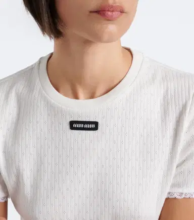 Miu Miu Pointelle cotton T-shirt | Thumbnail 5