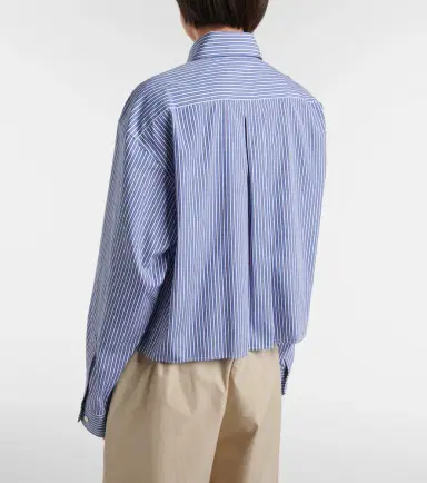 Miu Miu Striped cropped cotton poplin shirt | Thumbnail 6