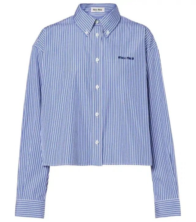 Miu Miu Striped cropped cotton poplin shirt