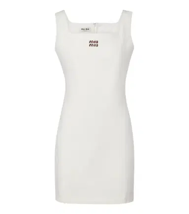 Miu Miu Leather-trimmed cotton jersey minidress | Thumbnail 1