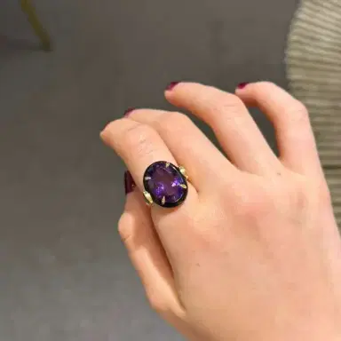 Wish Fine Jewelry 12.74ct Emerald Amethyst Onyx 18K Gold Cocktail Ring | Thumbnail 2