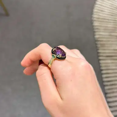 Wish Fine Jewelry 12.74ct Emerald Amethyst Onyx 18K Gold Cocktail Ring | Thumbnail 3