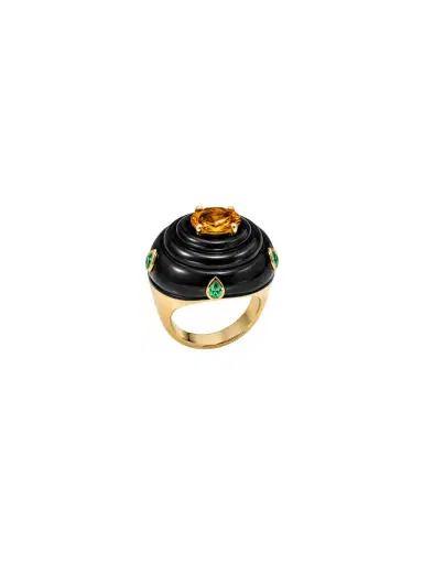 Wish Fine Jewelry 24.70ct Emerald Citrine Onyx 18K Gold Cocktail Ring | Thumbnail 1 Wish Fine Jewelry 24.70ct Emerald Citrine Onyx 18K Gold Cocktail Ring | Thumbnail 1