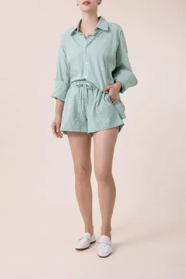 The Lady & The Sailor x Marissa Collections Flutter Short - Green White | Thumbnail 3