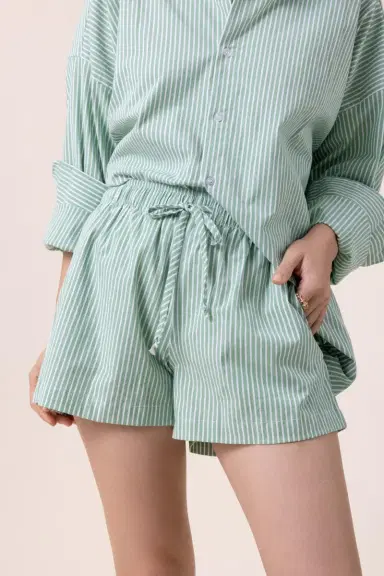 The Lady & The Sailor x Marissa Collections Flutter Short - Green White | Thumbnail 4