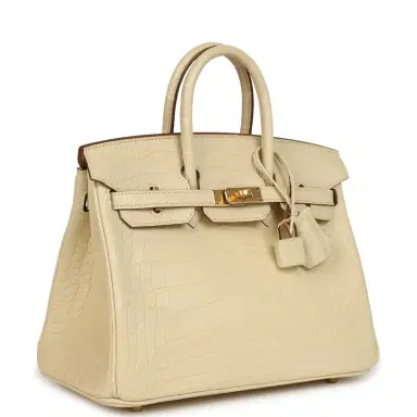 HERMÈS Hermes Birkin 25 Vanille Matte Alligator Gold Hardware | Thumbnail 2