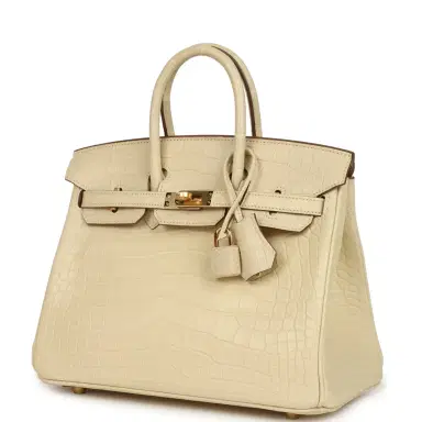 HERMÈS Hermes Birkin 25 Vanille Matte Alligator Gold Hardware | Thumbnail 5