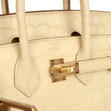 HERMÈS Hermes Birkin 25 Vanille Matte Alligator Gold Hardware | Thumbnail 7