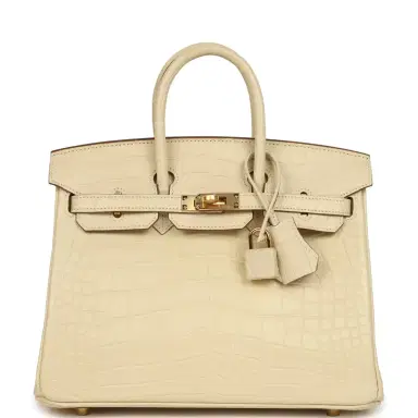 HERMÈS Hermes Birkin 25 Vanille Matte Alligator Gold Hardware | Thumbnail 1
