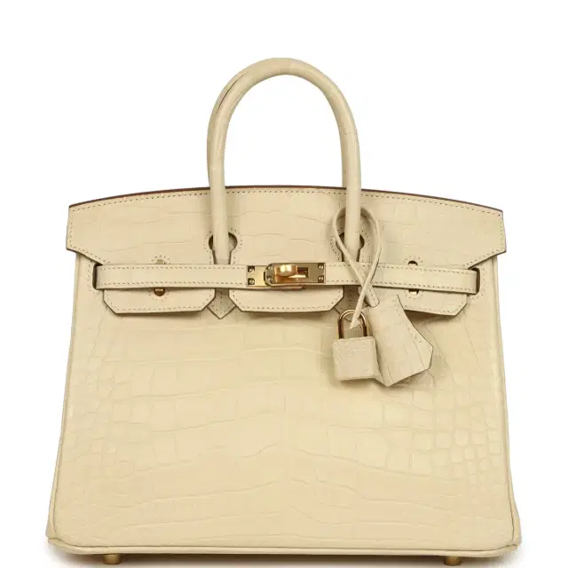 hermes Hermes Birkin 25 Vanille Matte Alligator Gold Hardware