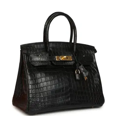 HERMÈS Hermes Birkin 30 Black Matte Niloticus Crocodile Gold Hardware | Thumbnail 2 HERMÈS Hermes Birkin 30 Black Matte Niloticus Crocodile Gold Hardware | Thumbnail 2
