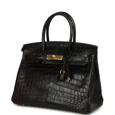 HERMÈS Hermes Birkin 30 Black Matte Niloticus Crocodile Gold Hardware | Thumbnail 5 HERMÈS Hermes Birkin 30 Black Matte Niloticus Crocodile Gold Hardware | Thumbnail 5