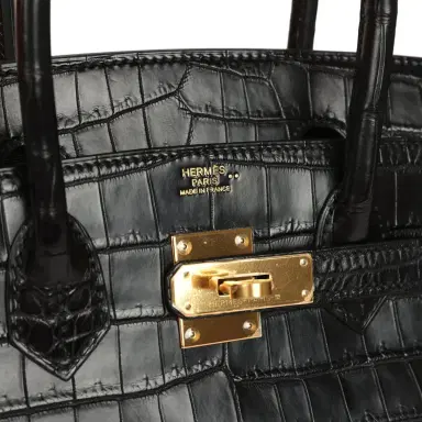 HERMÈS Hermes Birkin 30 Black Matte Niloticus Crocodile Gold Hardware | Thumbnail 7 HERMÈS Hermes Birkin 30 Black Matte Niloticus Crocodile Gold Hardware | Thumbnail 7