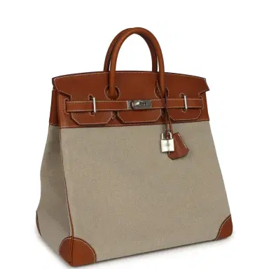 HERMÈS Hermes Birkin HAC 40 Fauve Barenia and Ficelle Toile H Palladium Hardware | Thumbnail 2