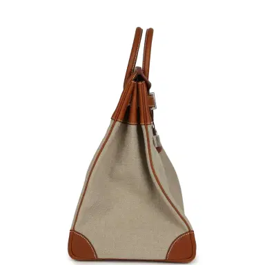 HERMÈS Hermes Birkin HAC 40 Fauve Barenia and Ficelle Toile H Palladium Hardware | Thumbnail 3
