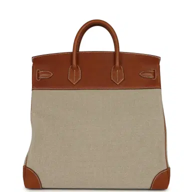 HERMÈS Hermes Birkin HAC 40 Fauve Barenia and Ficelle Toile H Palladium Hardware | Thumbnail 4