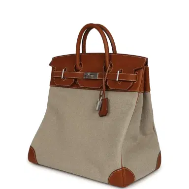 HERMÈS Hermes Birkin HAC 40 Fauve Barenia and Ficelle Toile H Palladium Hardware | Thumbnail 5
