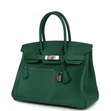 HERMÈS Hermes Colormatic Birkin 30 Vert Moyen Swift Palladium Hardware | Thumbnail 5 HERMÈS Hermes Colormatic Birkin 30 Vert Moyen Swift Palladium Hardware | Thumbnail 5