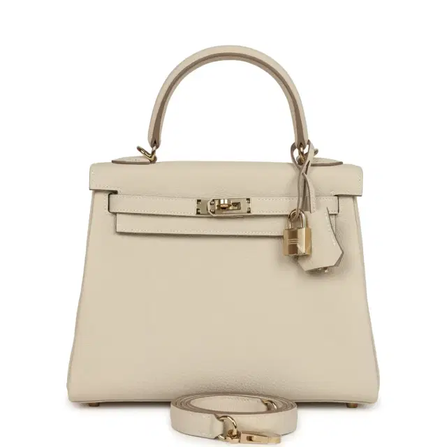 hermes Hermes Kelly Retourne 25 Craie Togo Permabrass Hardware