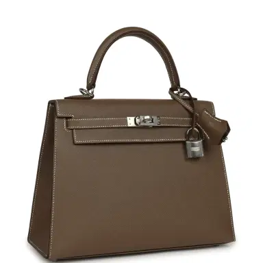 HERMÈS Hermes Kelly Sellier 25 Etoupe Madame Palladium Hardware | Thumbnail 2