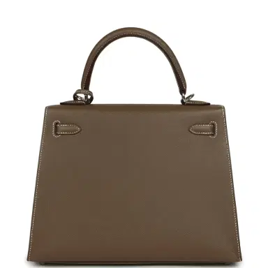 HERMÈS Hermes Kelly Sellier 25 Etoupe Madame Palladium Hardware | Thumbnail 4