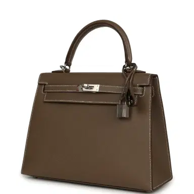 HERMÈS Hermes Kelly Sellier 25 Etoupe Madame Palladium Hardware | Thumbnail 5
