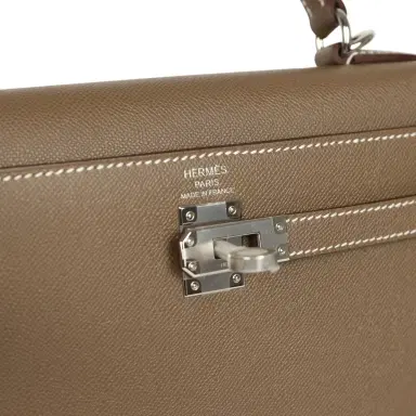 HERMÈS Hermes Kelly Sellier 25 Etoupe Madame Palladium Hardware | Thumbnail 7