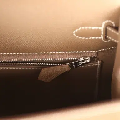 HERMÈS Hermes Kelly Sellier 25 Etoupe Madame Palladium Hardware | Thumbnail 9