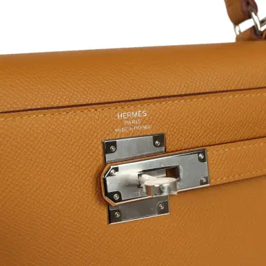HERMÈS Hermes Kelly Sellier 28 Sesame Epsom Palladium Hardware | Thumbnail 7