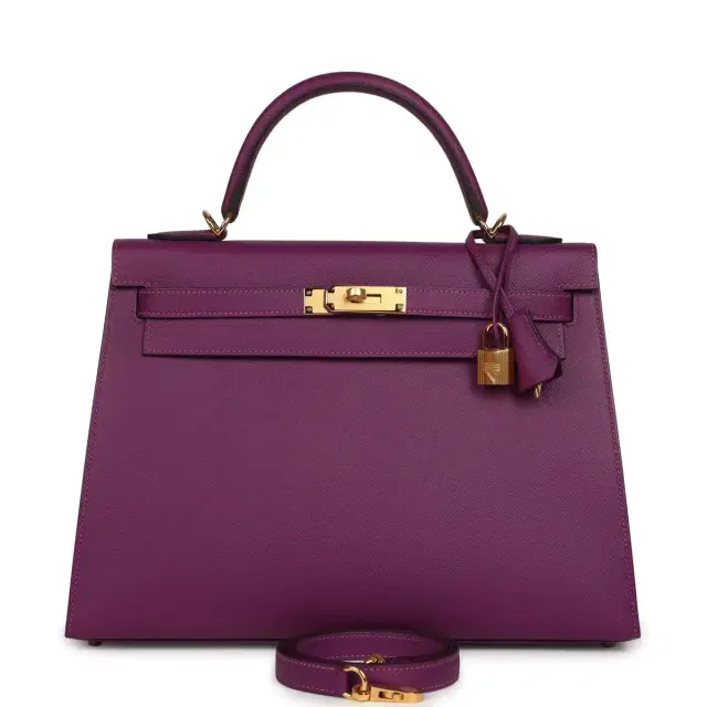 hermes Hermes Kelly Sellier 32 Anemone Epsom Gold Hardware