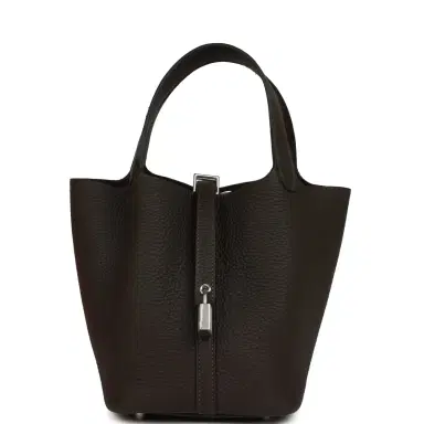 HERMÈS Hermes Picotin Lock 18 Bai Brun Clemence Palladium Hardware | Thumbnail 1 HERMÈS Hermes Picotin Lock 18 Bai Brun Clemence Palladium Hardware | Thumbnail 1